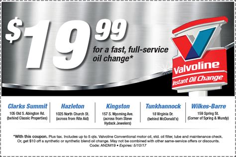 Find Valvoline Instant Oil Change locations in Minneapolis, MN. . 1999 valvoline oil change coupon